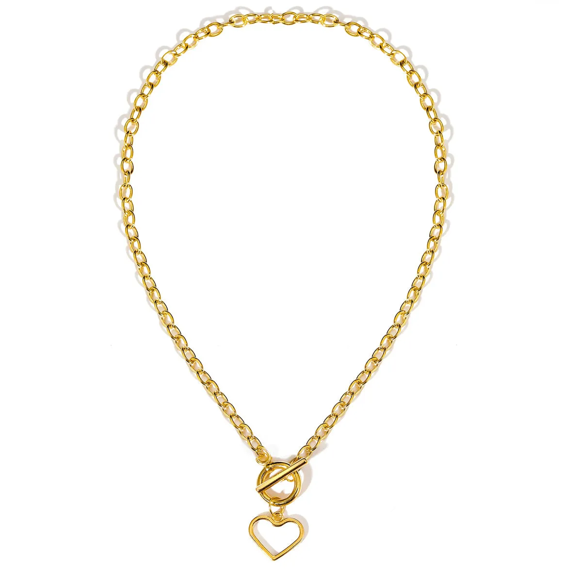 18K Gold-Plated Open Heart Toggle Pendant Necklace