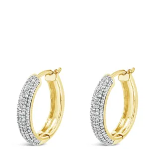 Absolute Gold Sparkly Chunky Medium Hoop Earrings