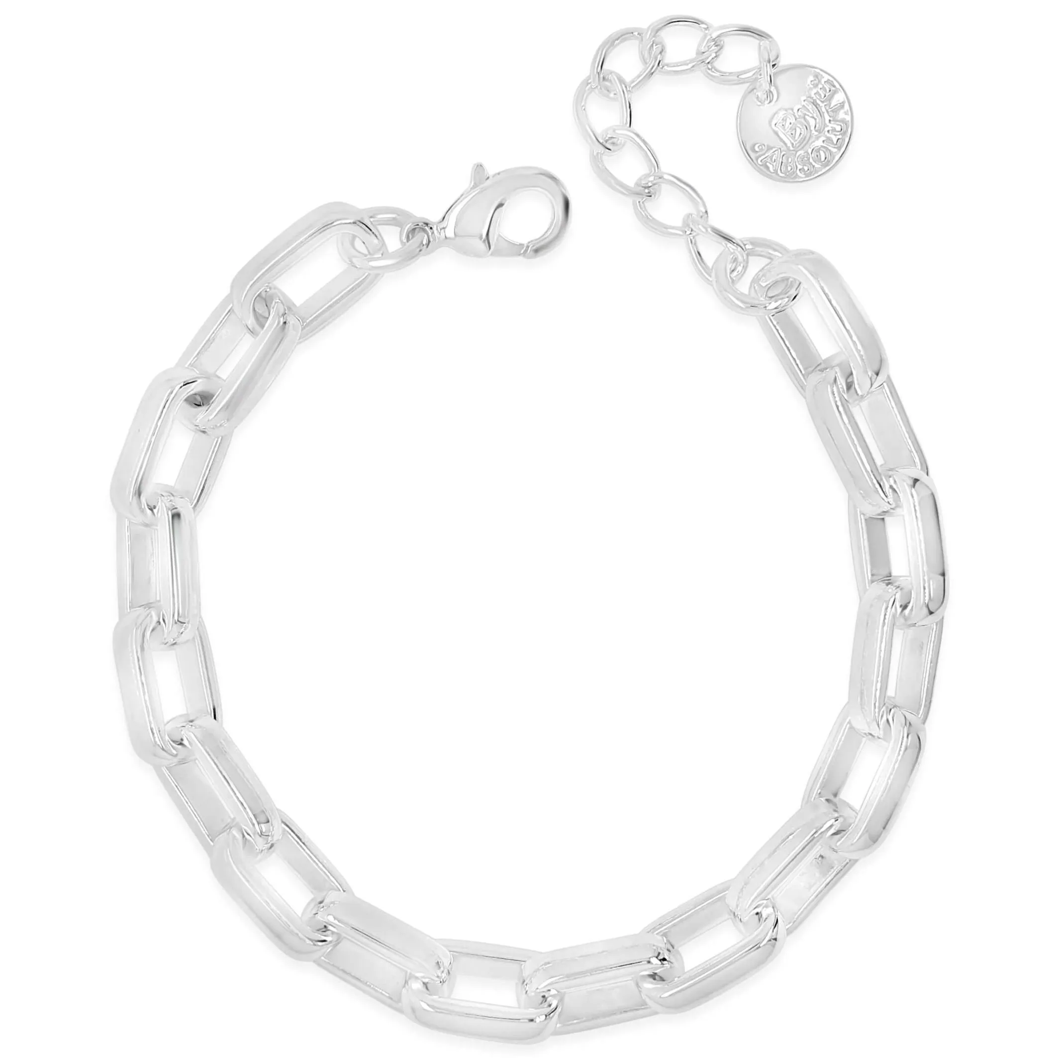 Absolute Silver Chunky Rectangle Link Bracelet
