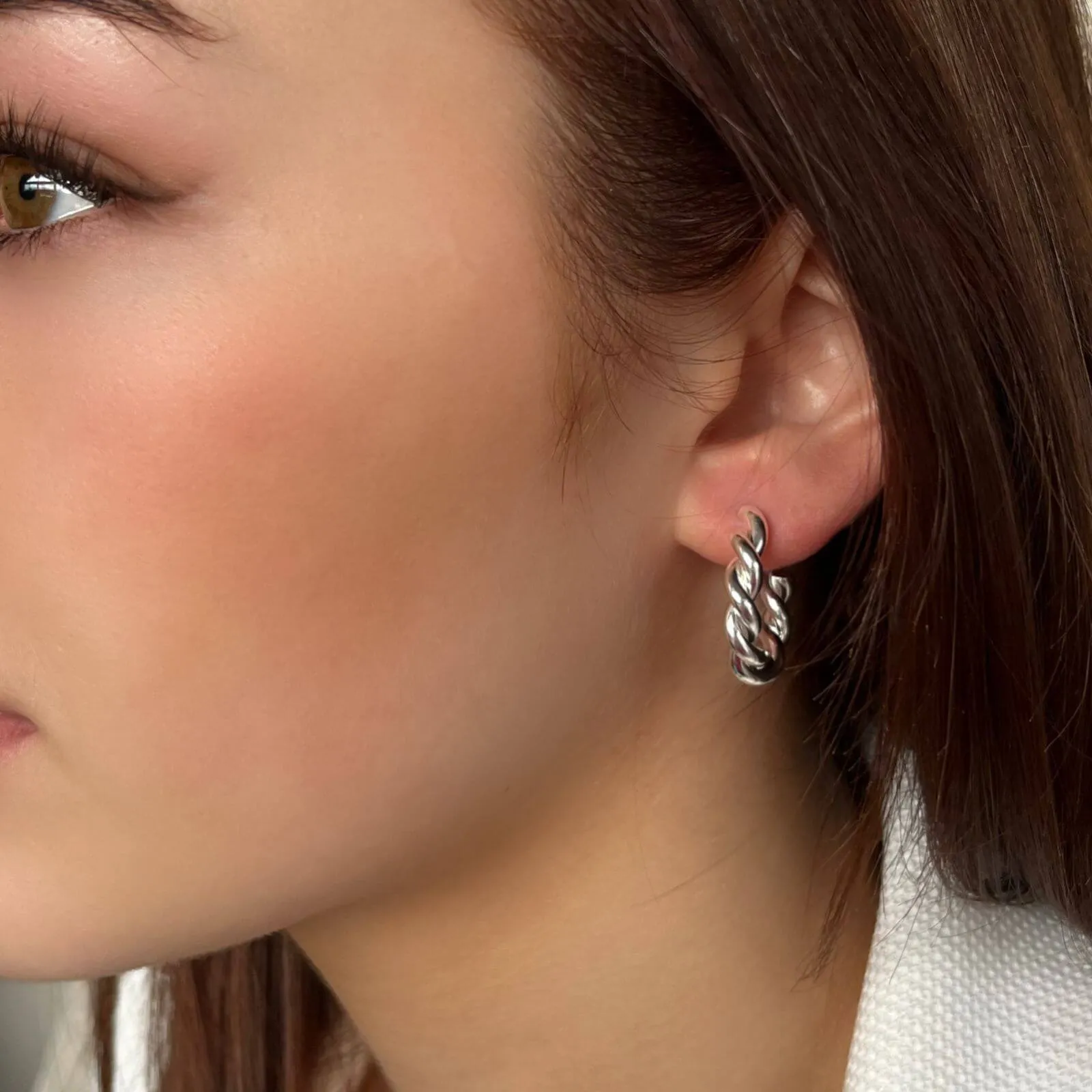 Absolute Silver Chunky Twist Hoop Earrings