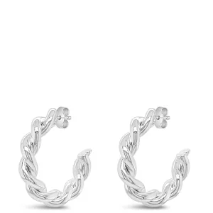 Absolute Silver Chunky Twist Hoop Earrings