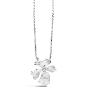 Absolute Silver Rope Chain Flower Pendant Necklace