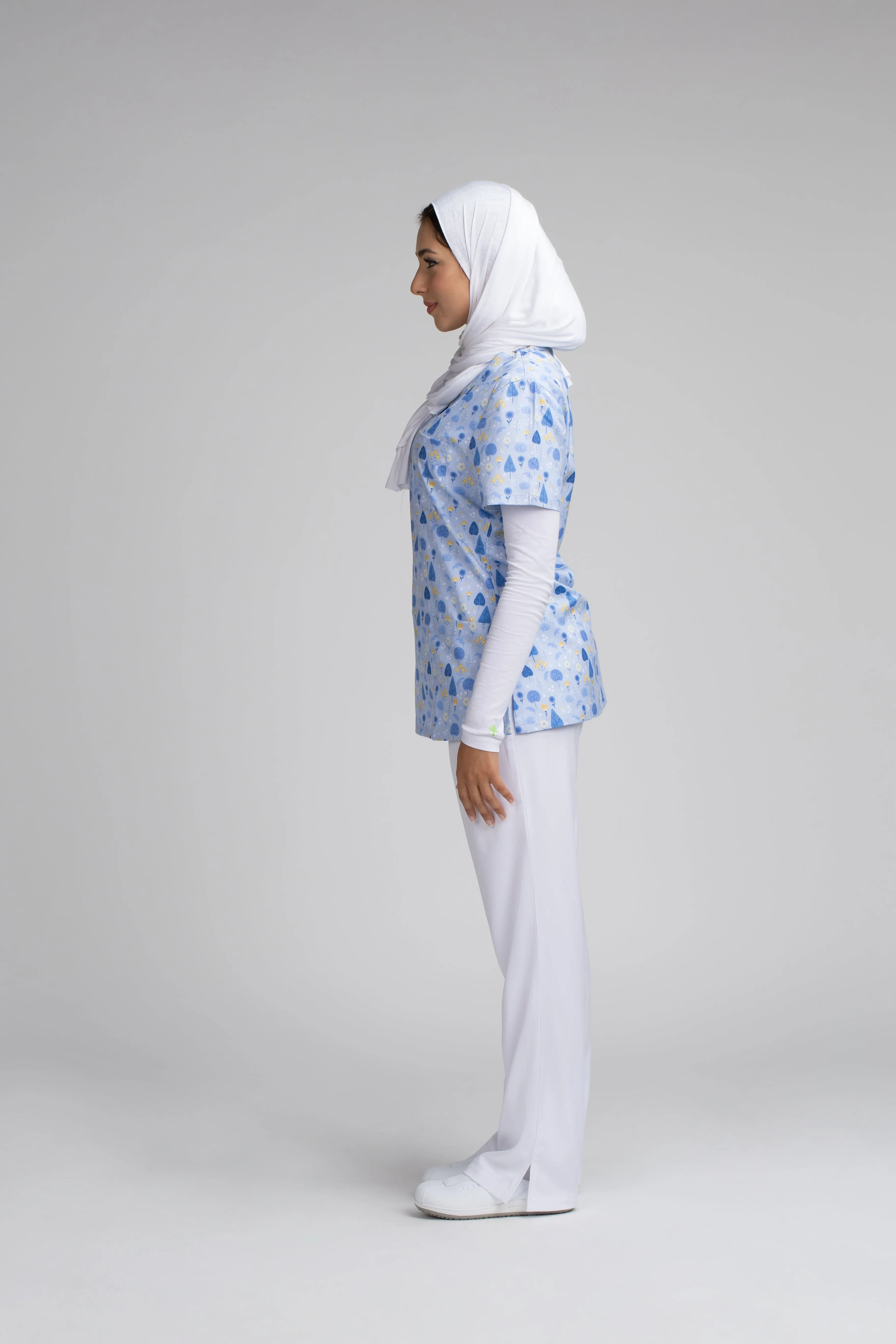 Abstract Lavender Printed Scrub Top
