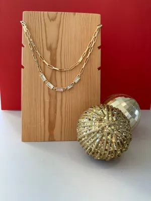 Baguette Stone Two Layer Necklace
