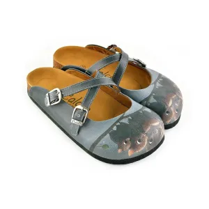 Black and Brown Colored Bat Patterned Clogs - WCAL142