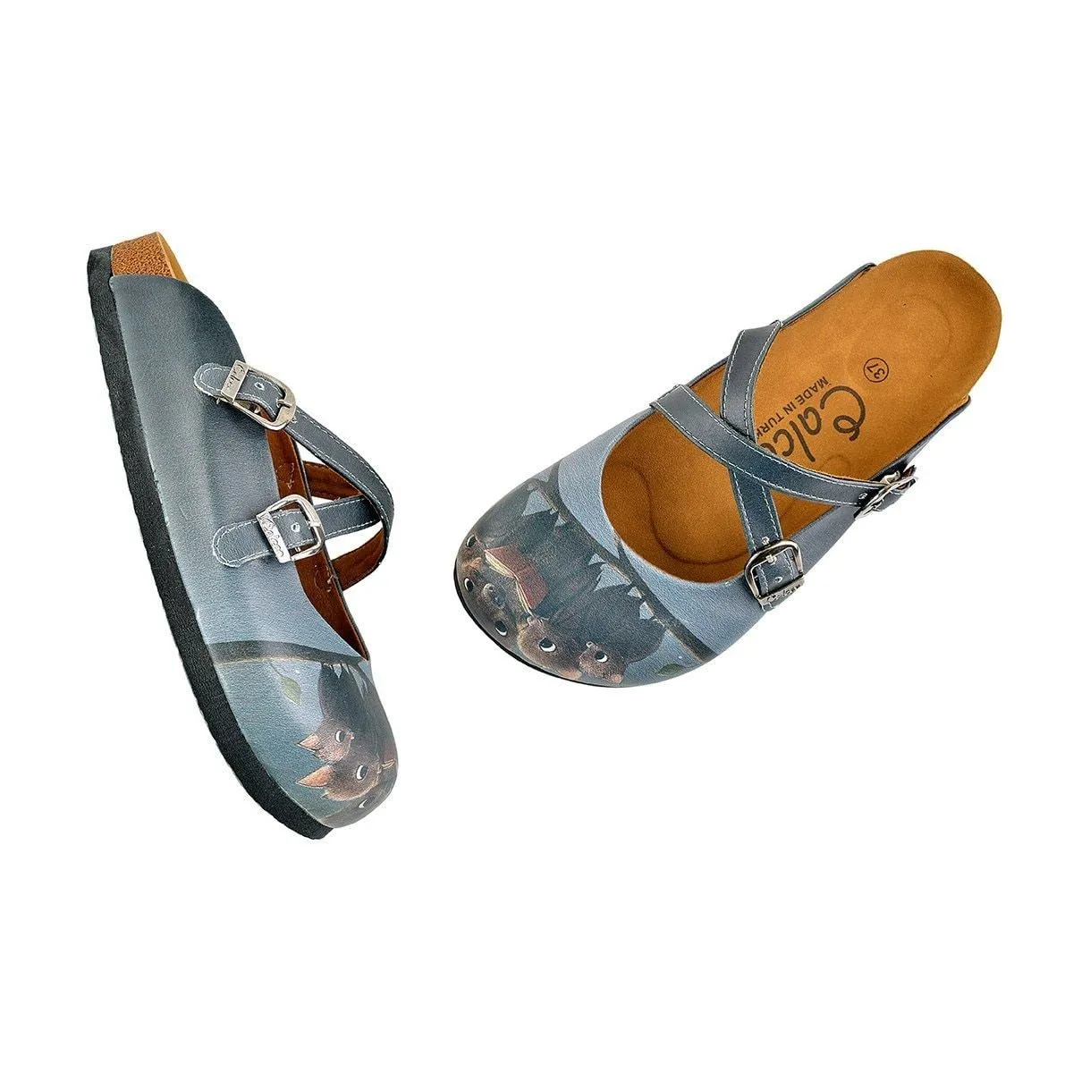 Black and Brown Colored Bat Patterned Clogs - WCAL142
