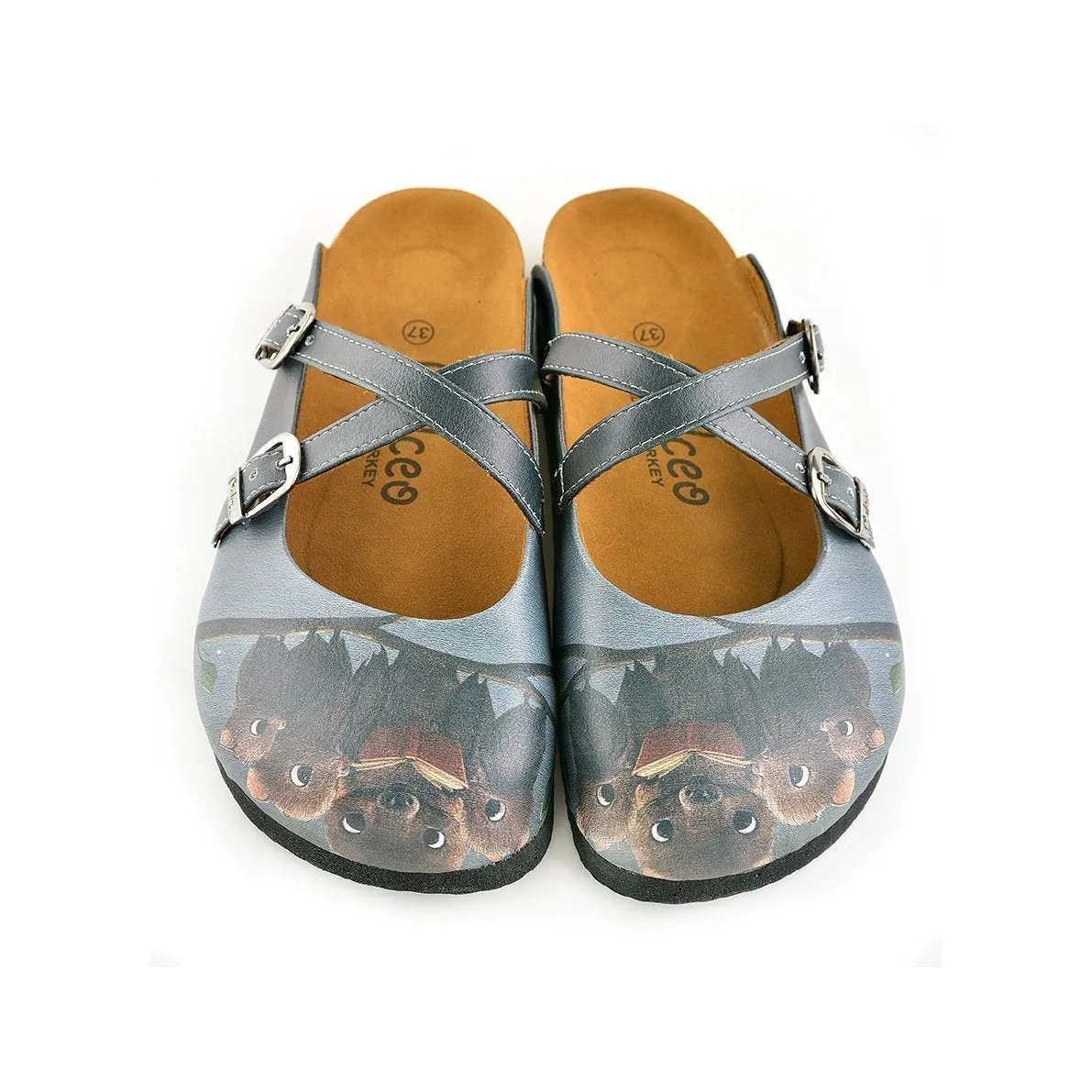 Black and Brown Colored Bat Patterned Clogs - WCAL142