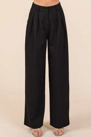 Black Pintuck Detail High Rise Pants