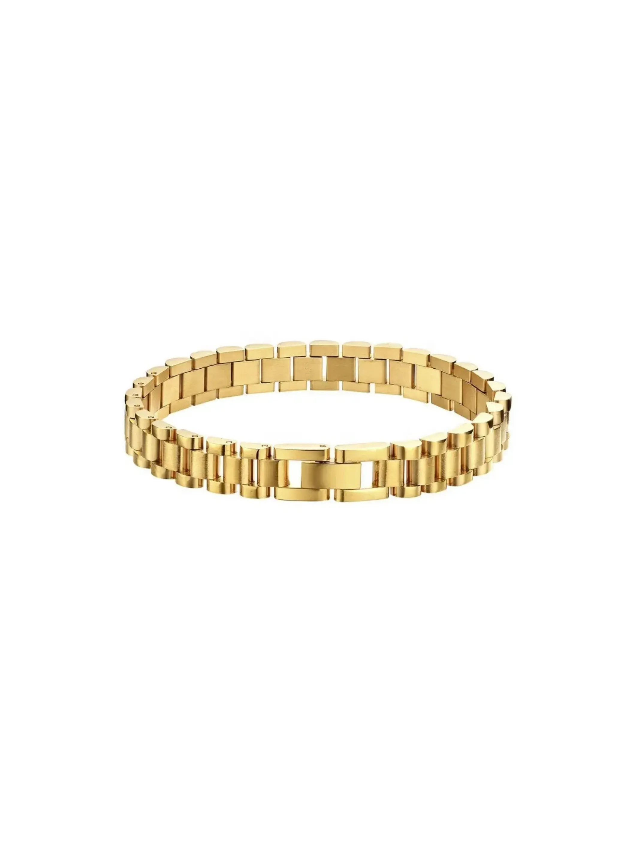 Brazalete Tipo Cadena Reloj Dorada Lisa