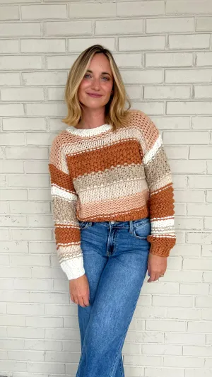 Butter Pecan Striped Cropped Sweater