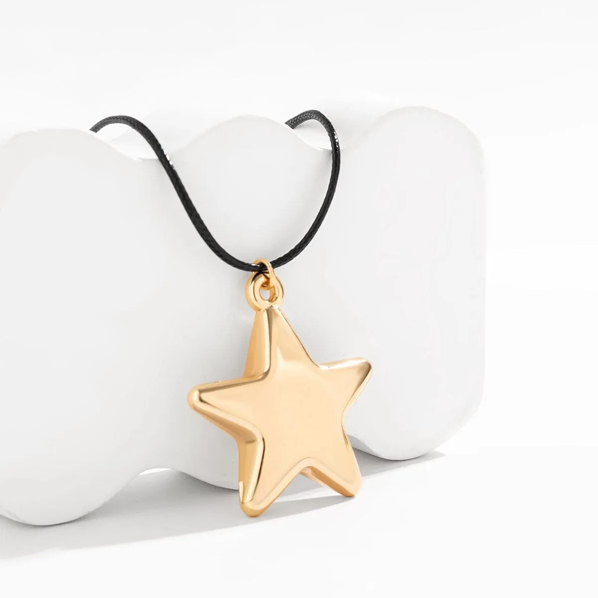 Chic Chunky Star Pendant Wax Cord Necklace