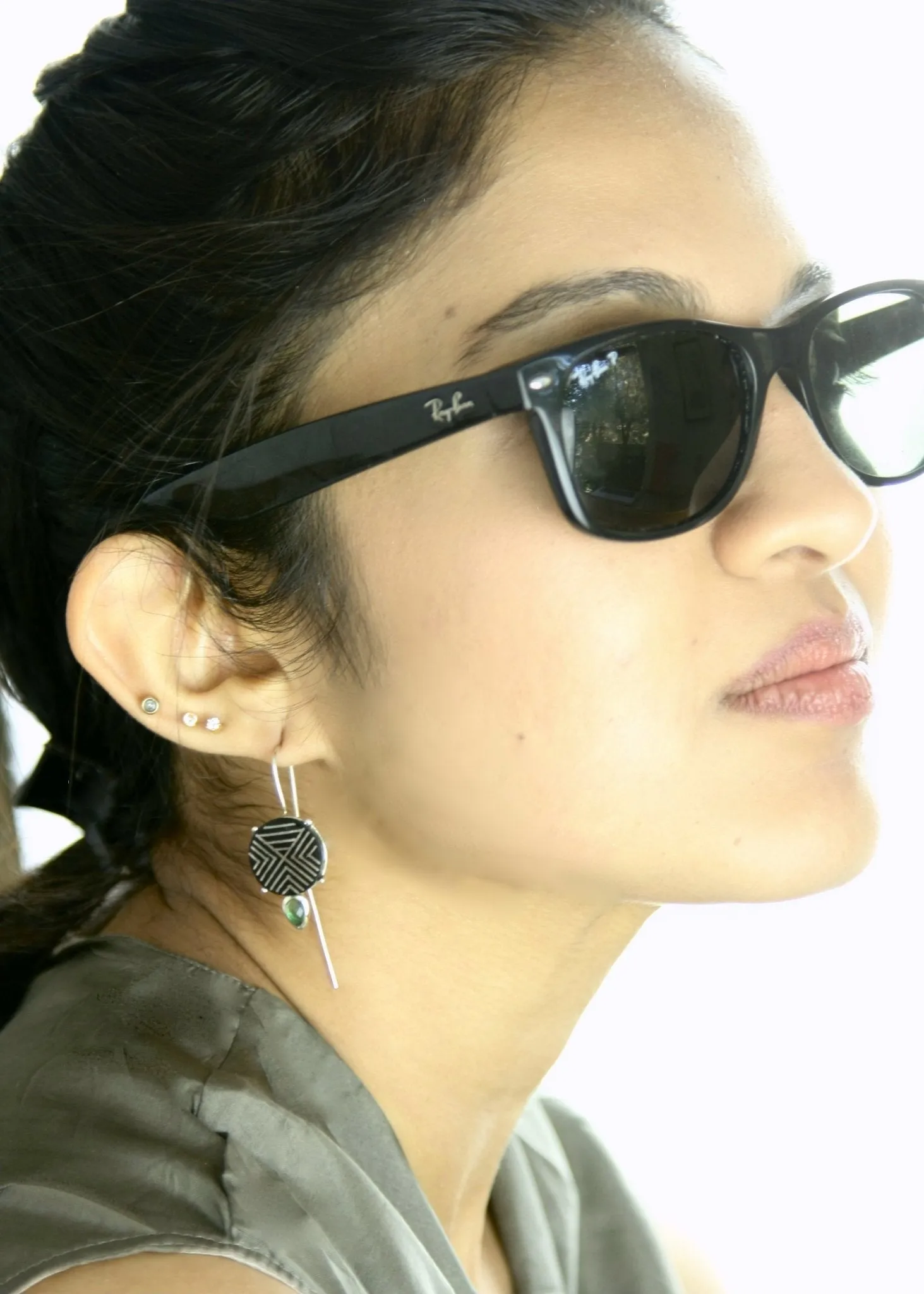 Chic, elegant long hook Bidri earrings