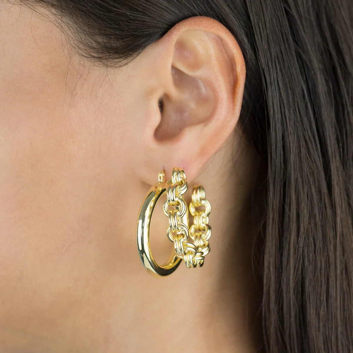 Chunky Rolo Chain Hoop Earring