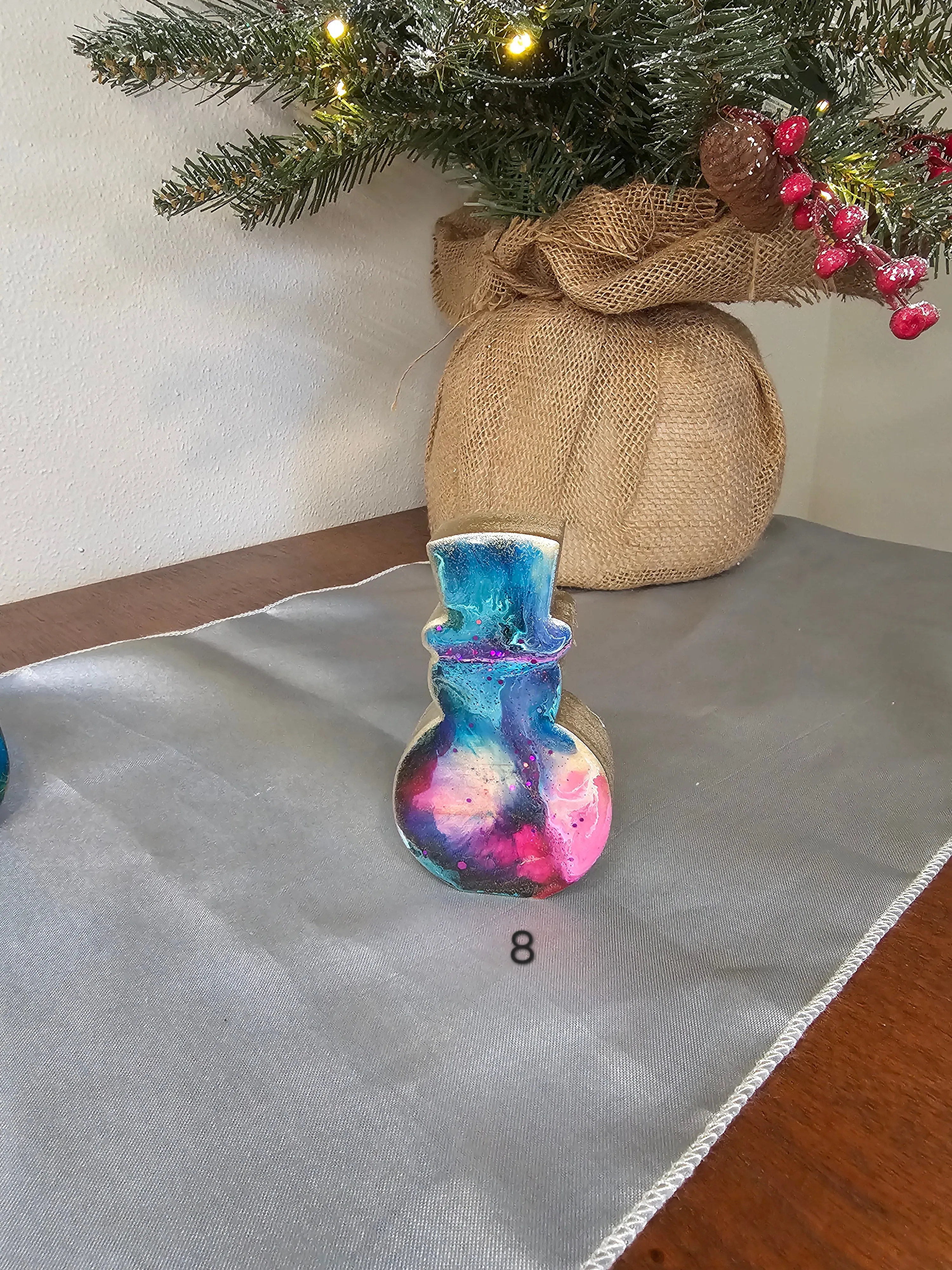 Chunky Wood with Resin Handmade Snowman Christmas Figurines