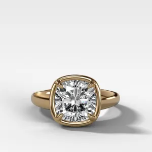 Club Ring Solitaire Engagement Ring With a Cushion Cut Diamond