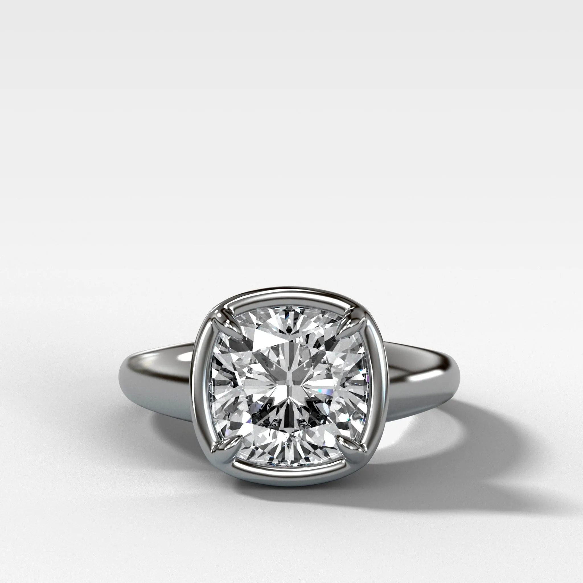 Club Ring Solitaire Engagement Ring With a Cushion Cut Diamond