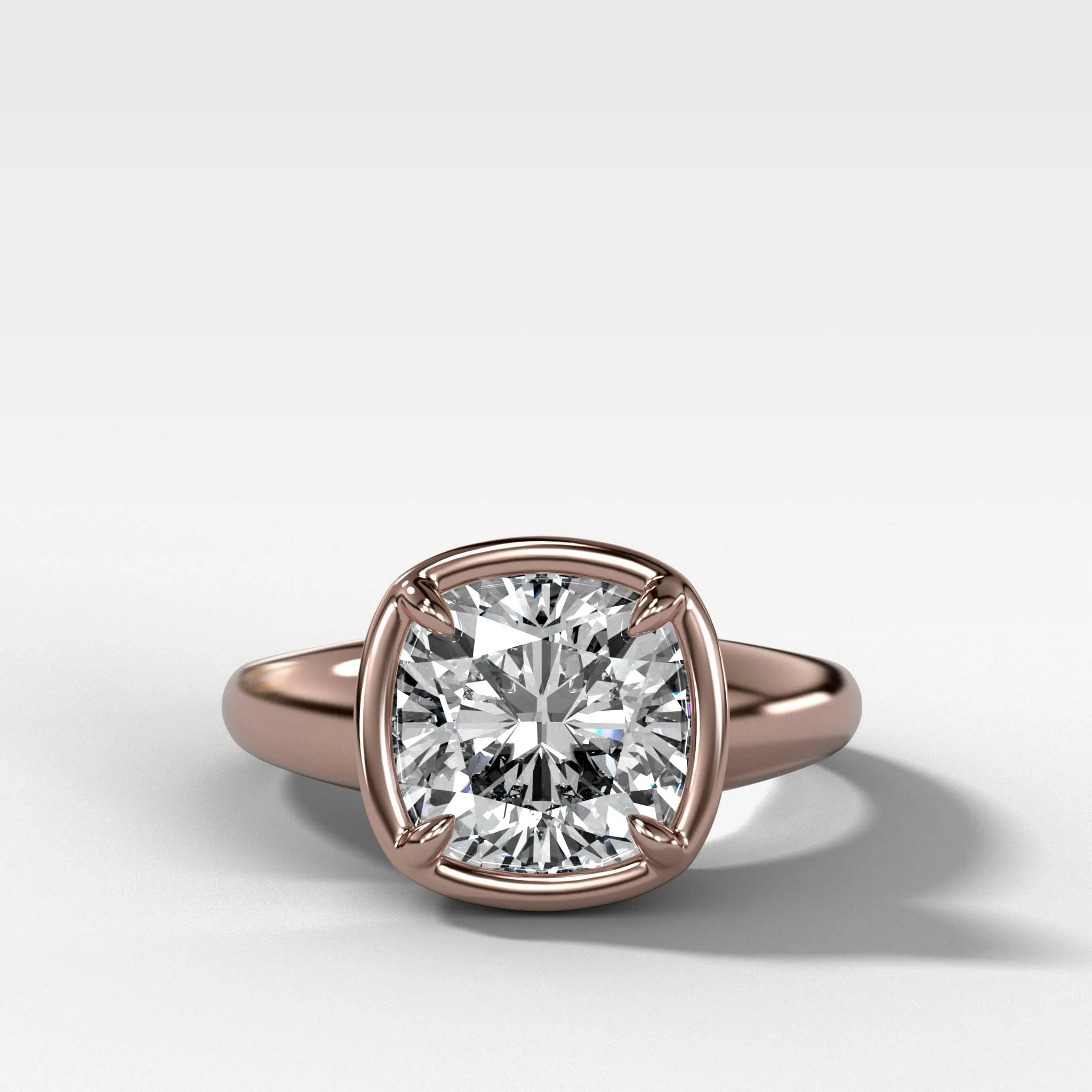 Club Ring Solitaire Engagement Ring With a Cushion Cut Diamond