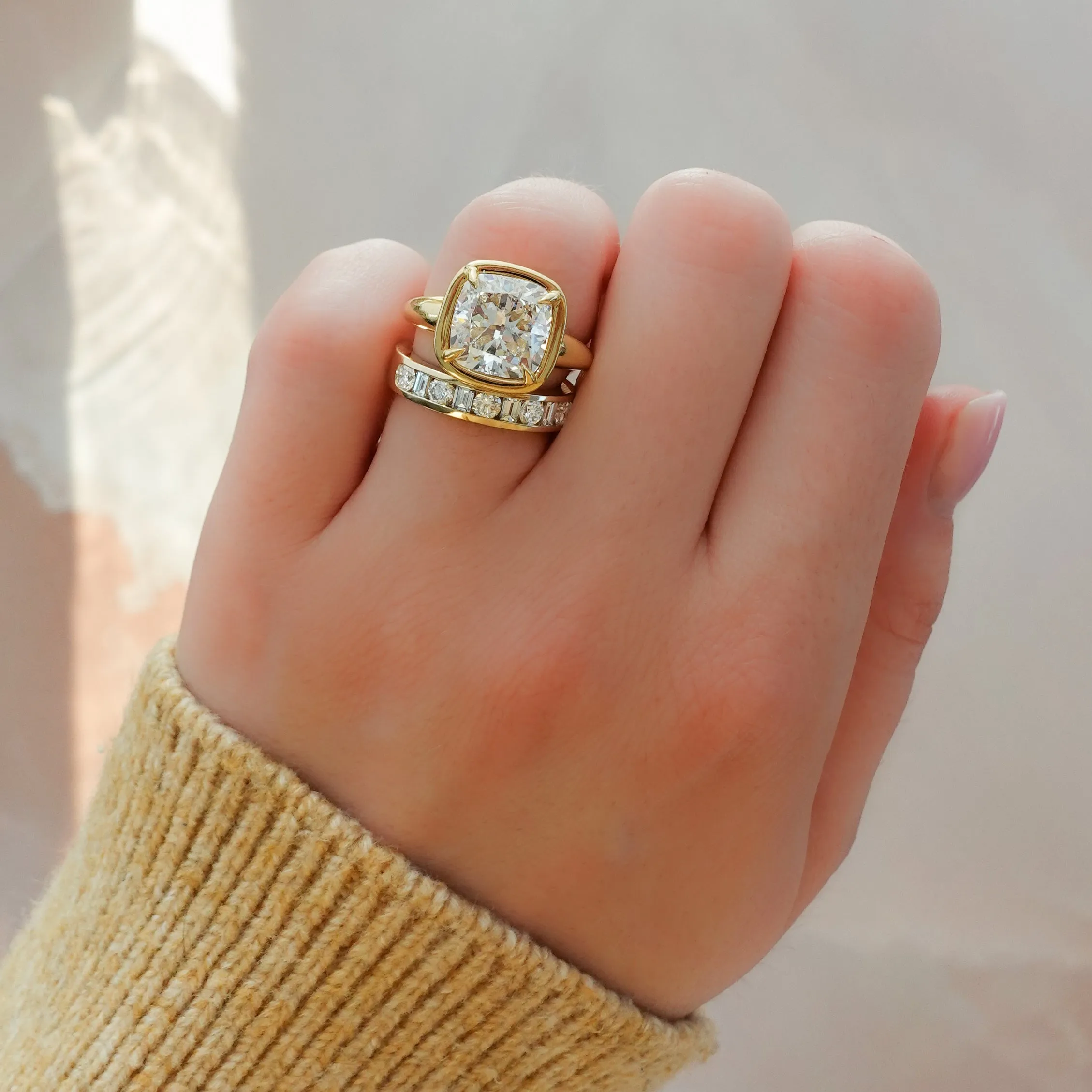 Club Ring Solitaire Engagement Ring With a Cushion Cut Diamond