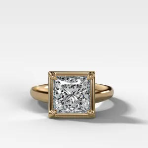 Club Ring Solitaire Engagement Ring With a Princess Cut Diamond