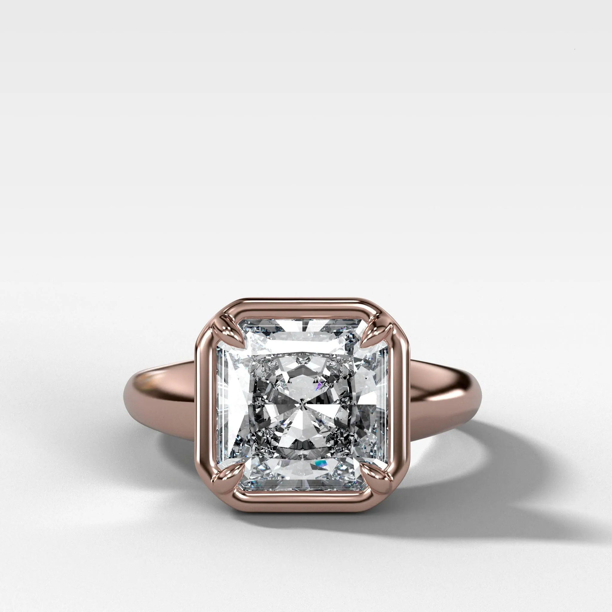 Club Ring Solitaire Engagement Ring With a Radiant Square Cut Diamond