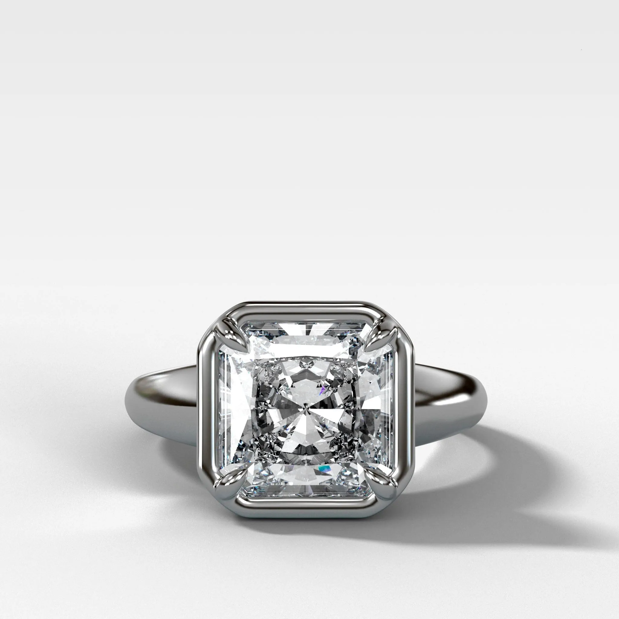 Club Ring Solitaire Engagement Ring With a Radiant Square Cut Diamond