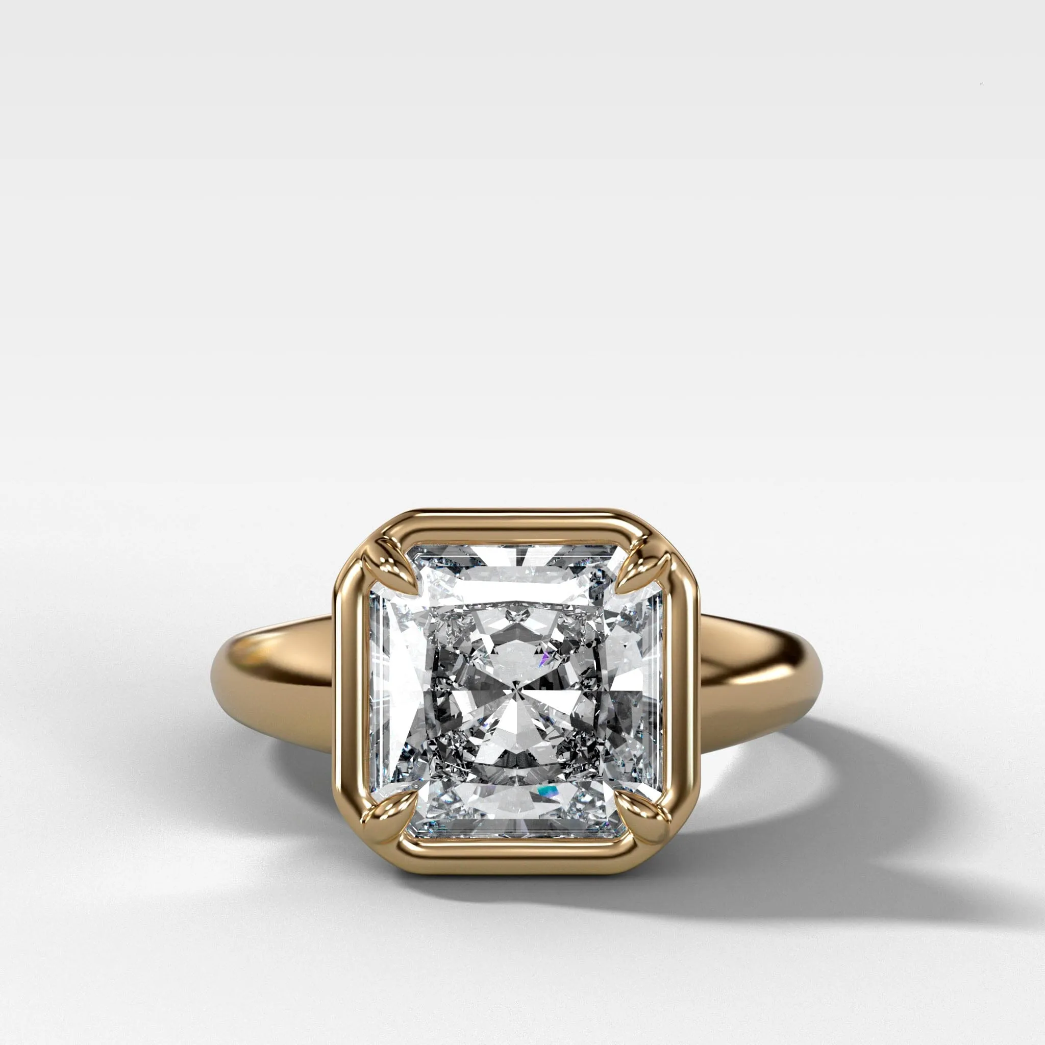 Club Ring Solitaire Engagement Ring With a Radiant Square Cut Diamond