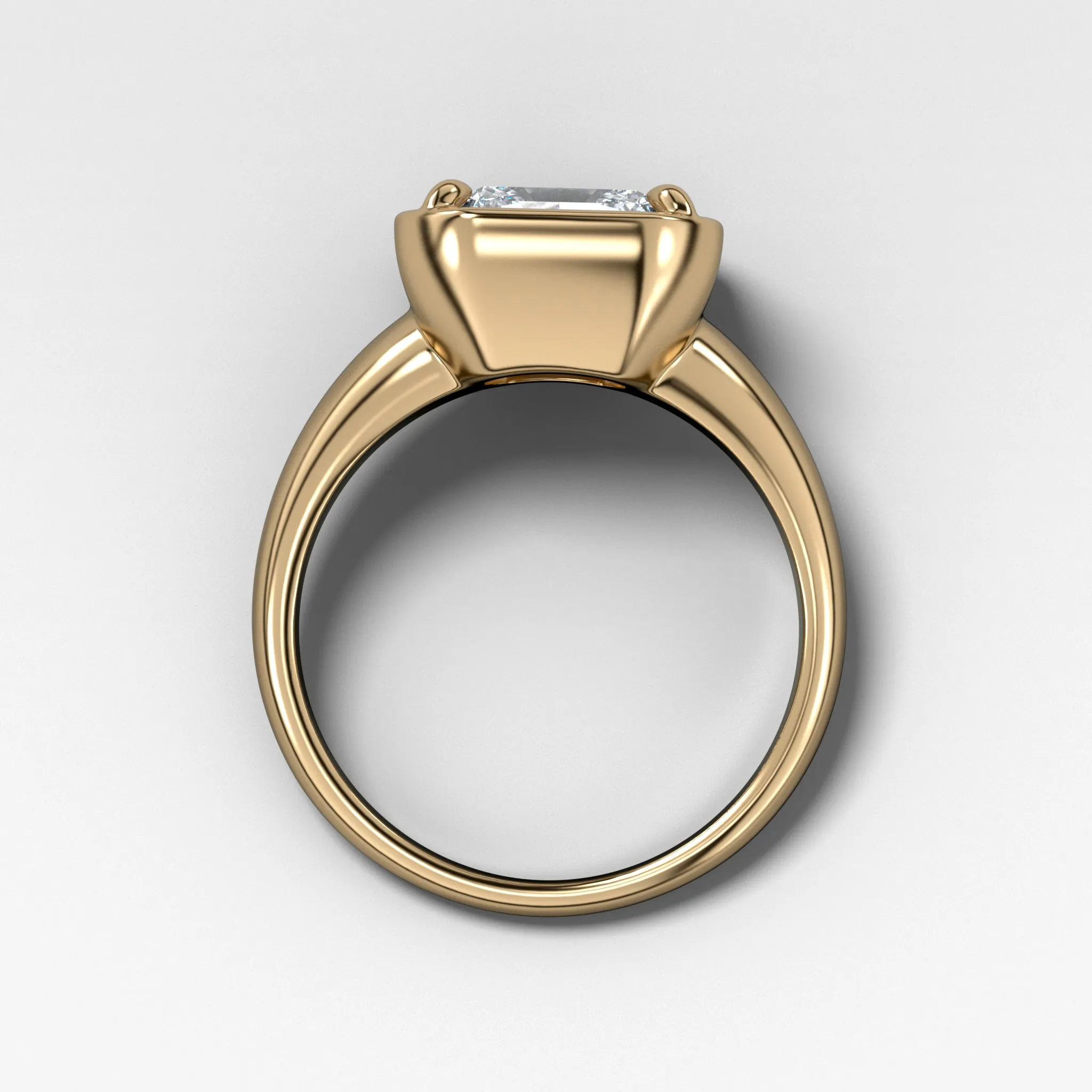 Club Ring Solitaire Engagement Ring With a Radiant Square Cut Diamond