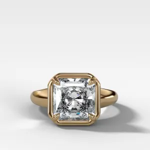 Club Ring Solitaire Engagement Ring With a Radiant Square Cut Diamond
