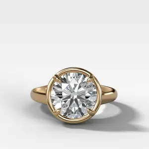Club Ring Solitaire Engagement Ring With a Round Cut Diamond