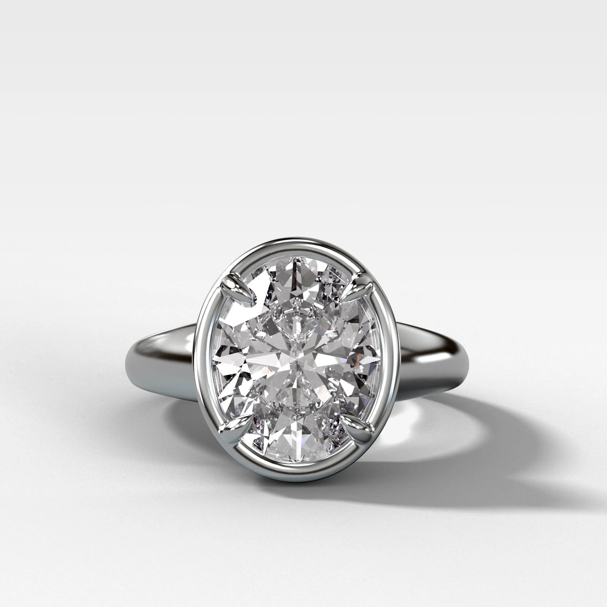 Club Ring Solitaire Engagement Ring With an Oval Cut Diamond