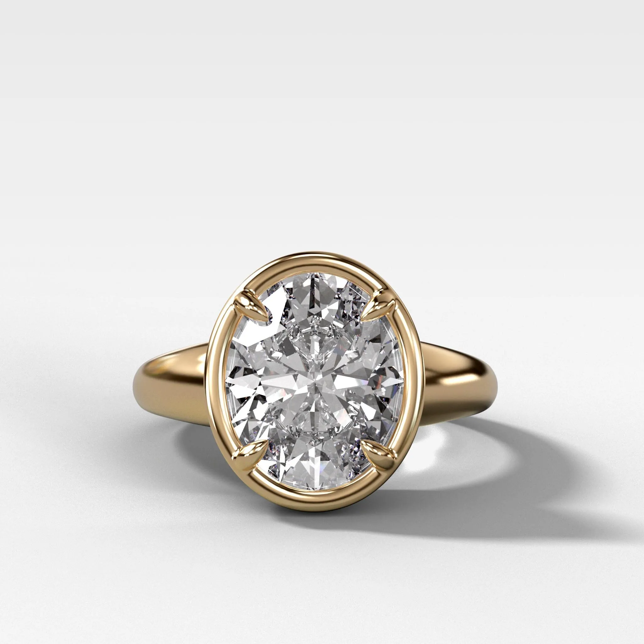 Club Ring Solitaire Engagement Ring With an Oval Cut Diamond