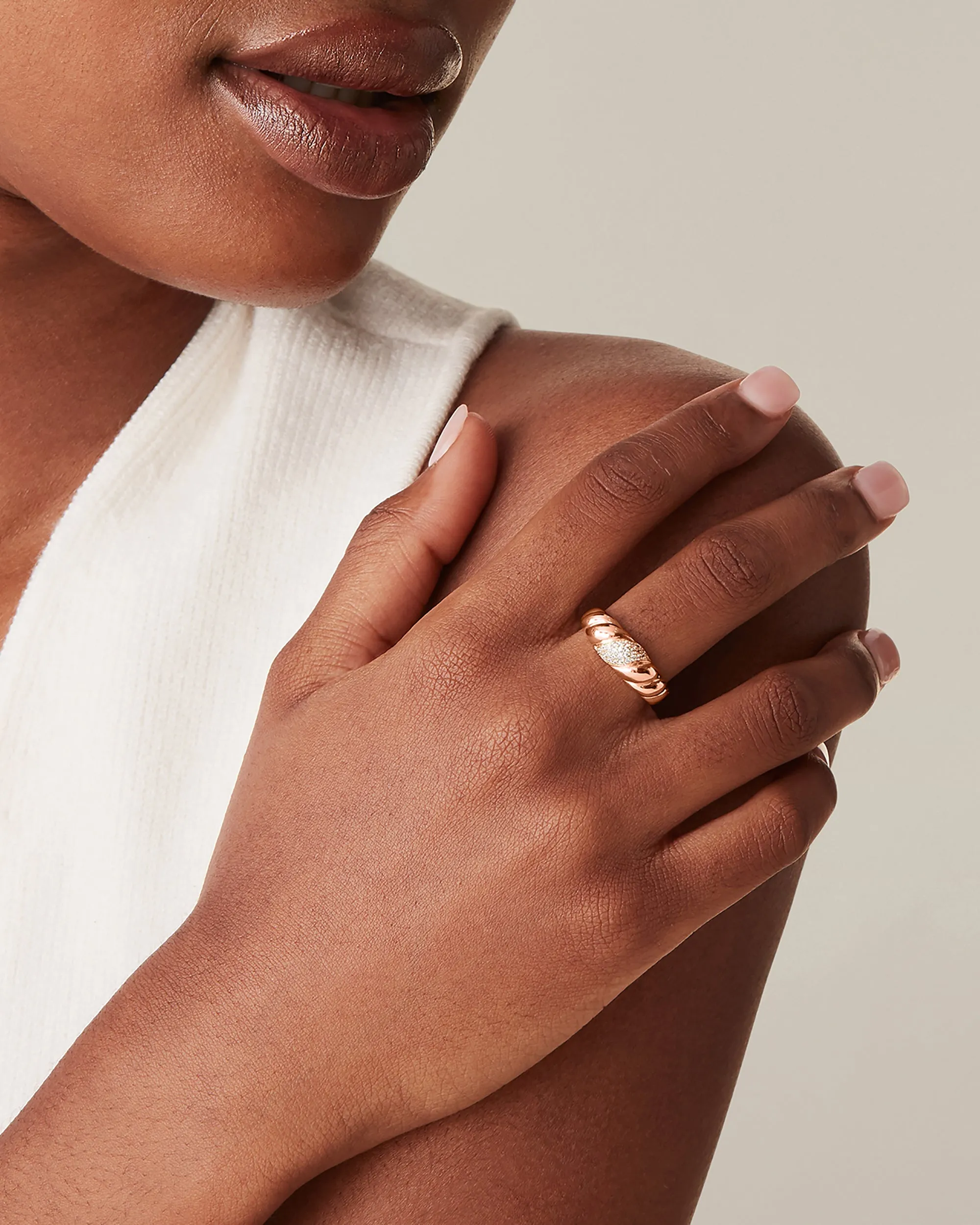 Cubic Zirconia Croissant Ring