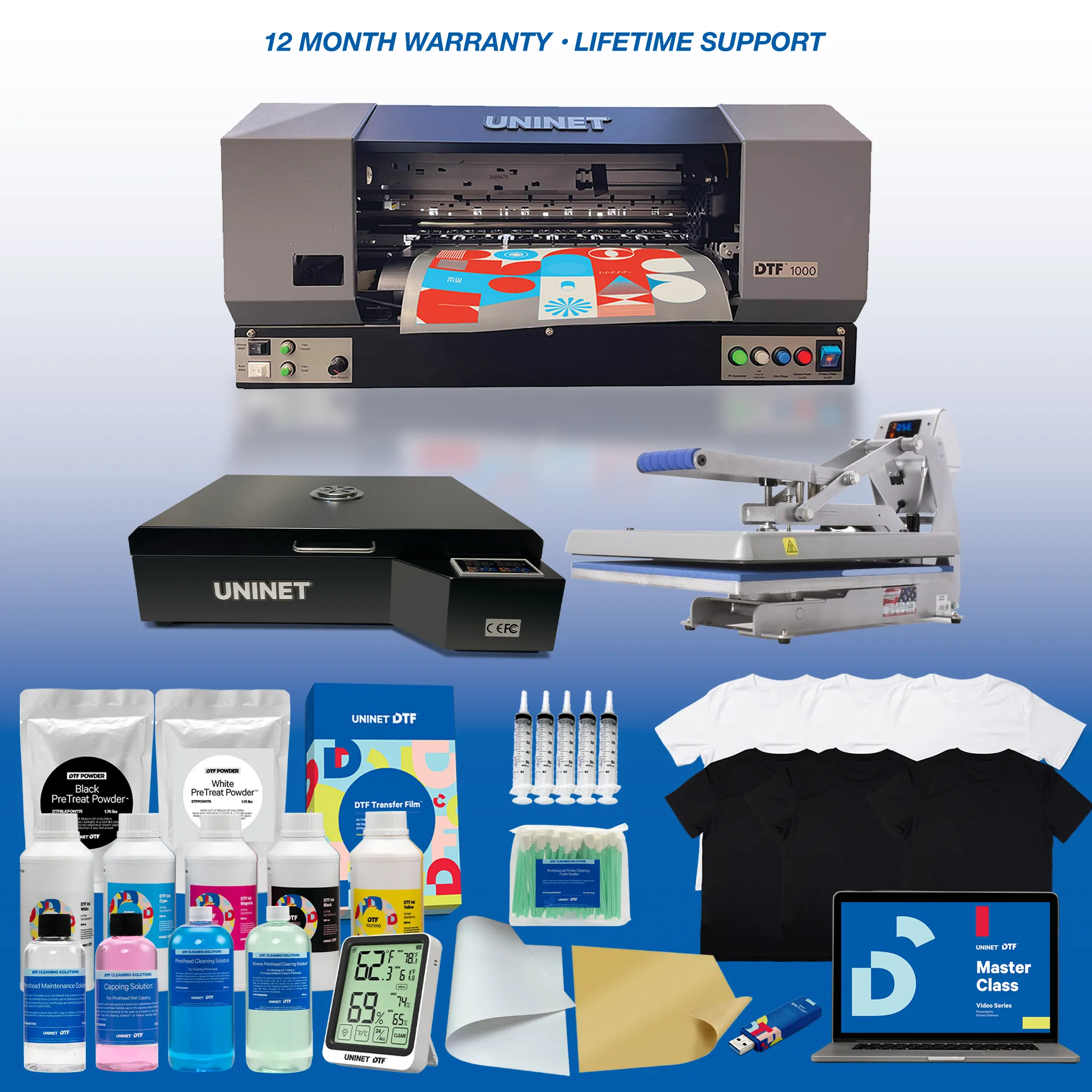 DTF 1000 Printer - Deluxe Package with 16" x 24" Heat Station and Hotronix Hover Heat Press 16” x 24”