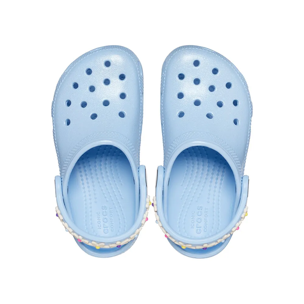 Giày Clog Trẻ Em Crocs Toddler Classic Daisy Chain - Blue Calcite