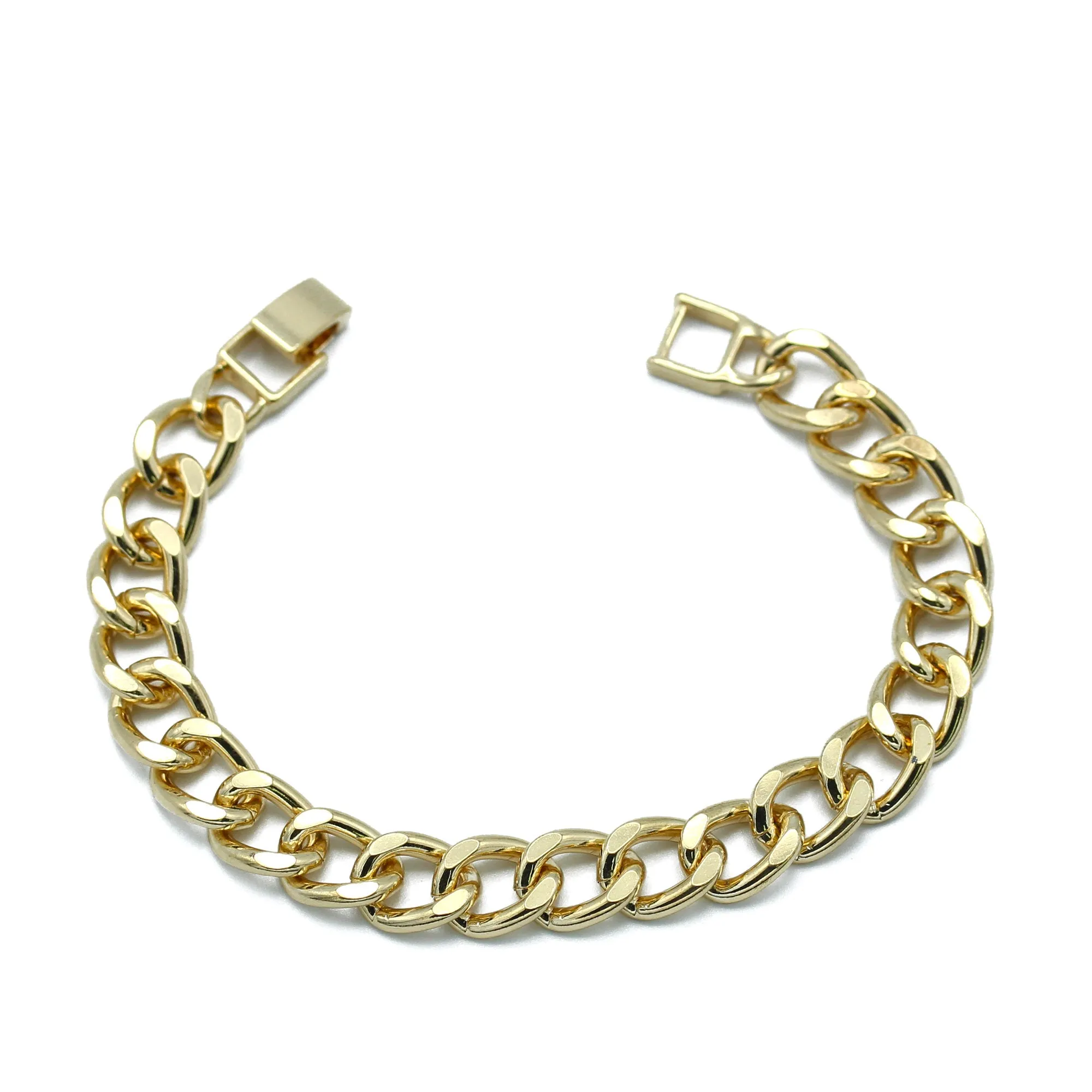 GOLD FLAT CURB CHAIN BRACELET #HNB90466GD (XD17)