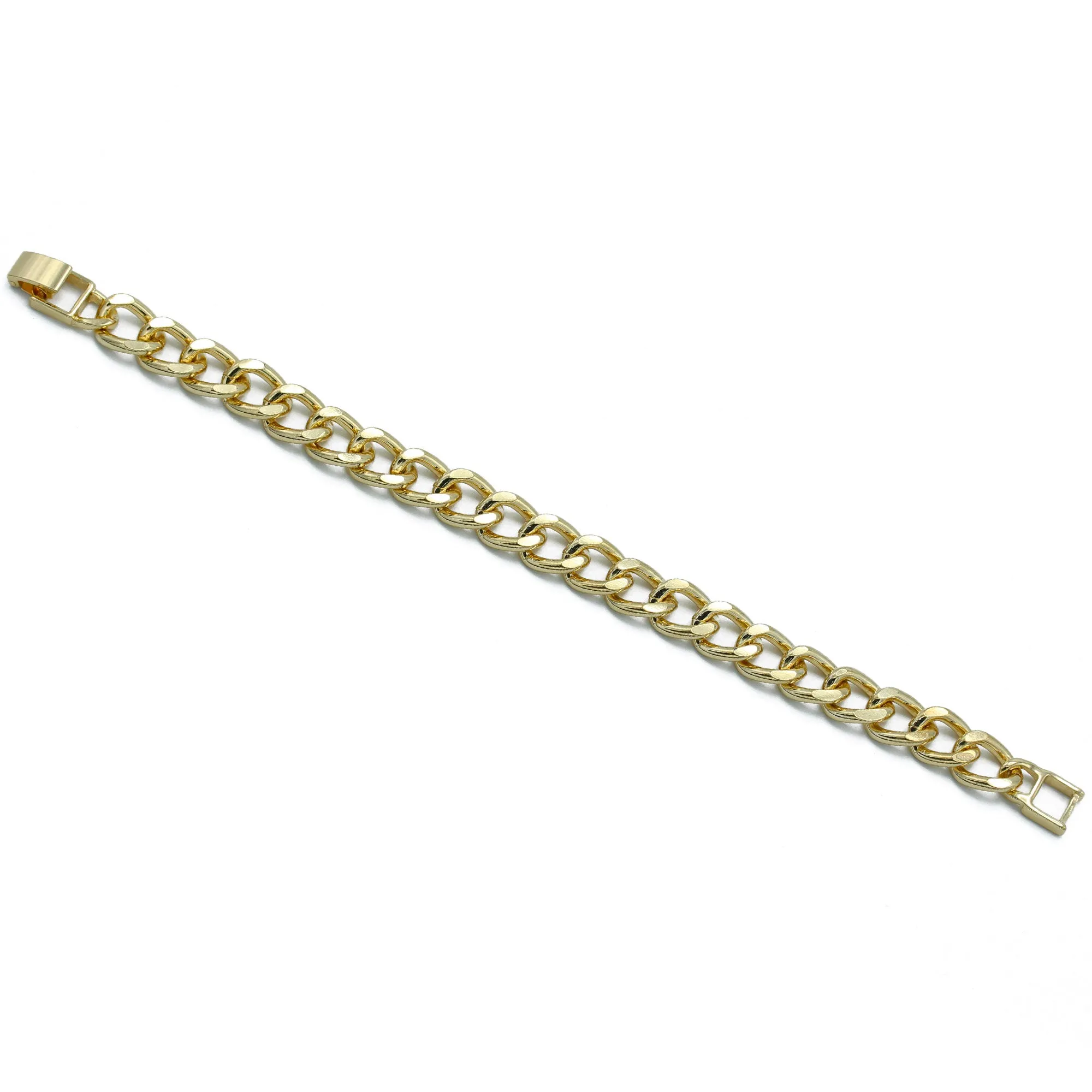 GOLD FLAT CURB CHAIN BRACELET #HNB90466GD (XD17)