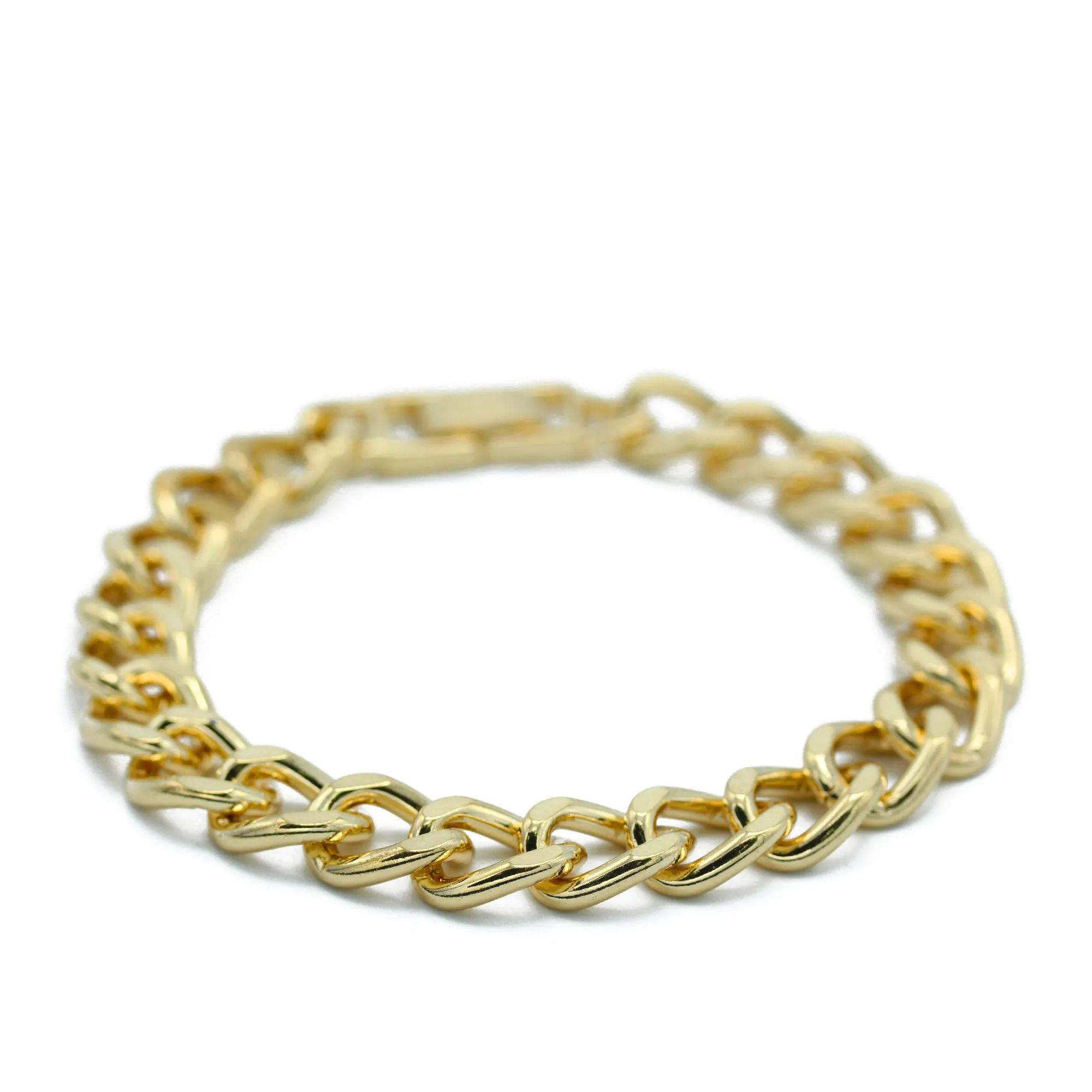 GOLD FLAT CURB CHAIN BRACELET #HNB90466GD (XD17)