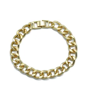 GOLD FLAT CURB CHAIN BRACELET #HNB90466GD (XD17)