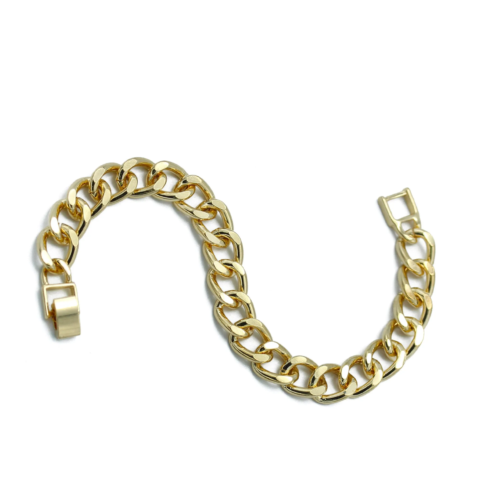 GOLD FLAT CURB CHAIN BRACELET #HNB90466GD (XD17)