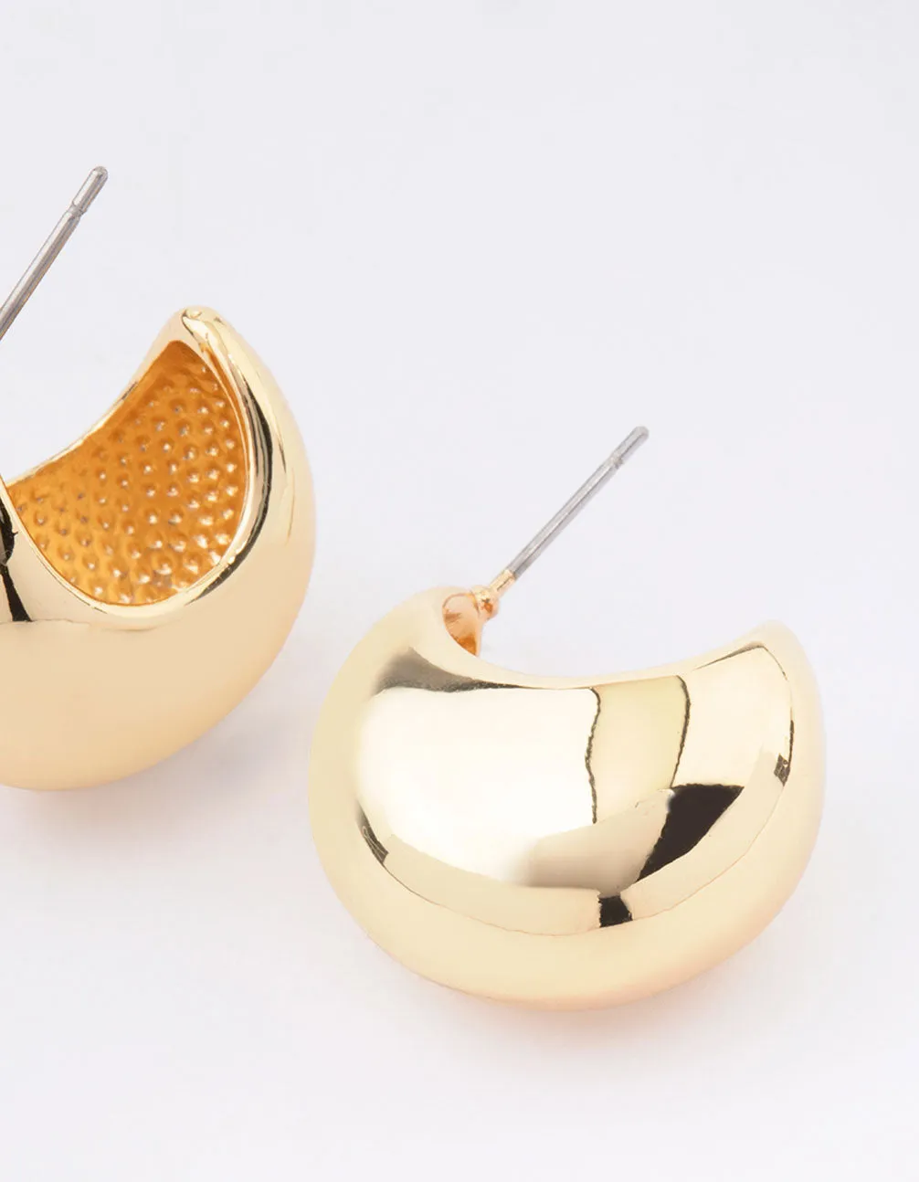 Gold Plated Brass Chunky Hoop Earrings