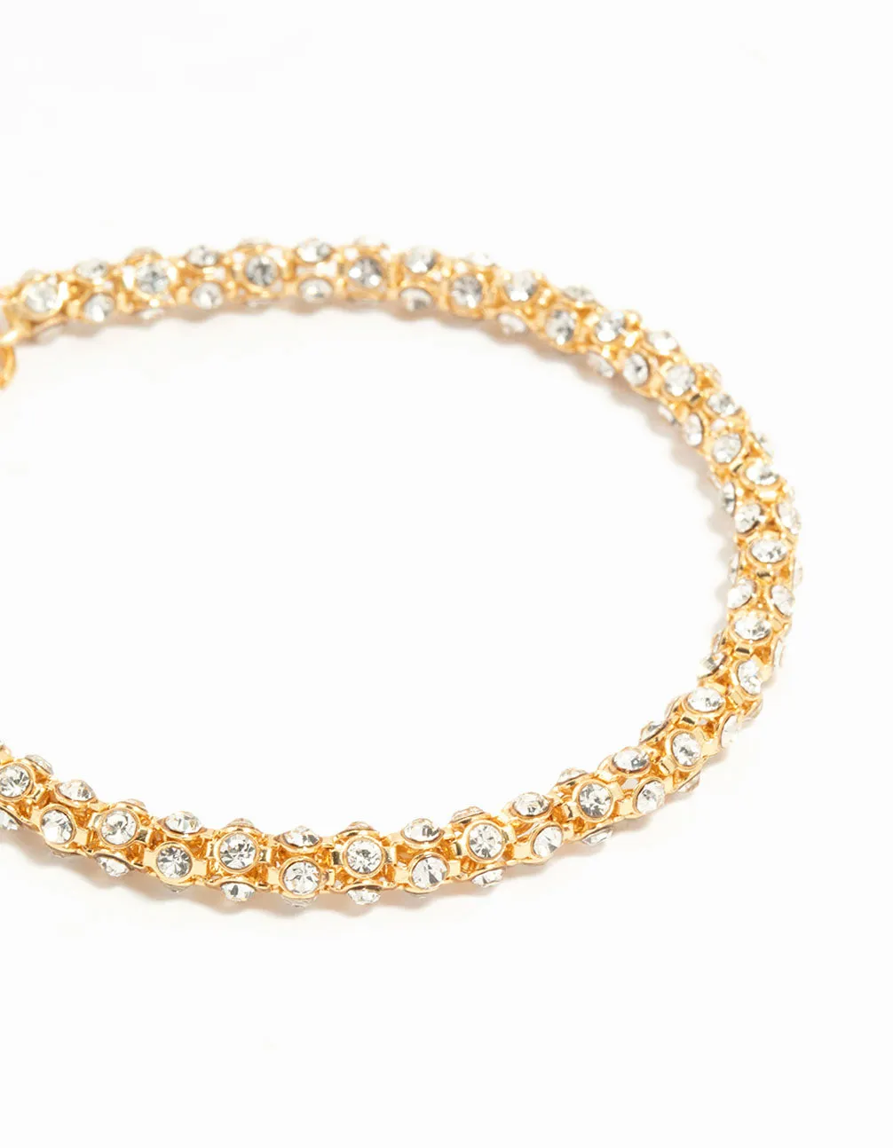 Gold Plated Diamante Fireball Bracelet Chain Bracelet