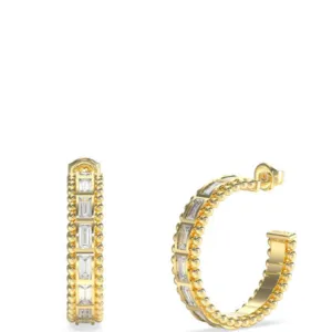 Guess Gold Golden Globes Baguette Crystal Hoop Earrings