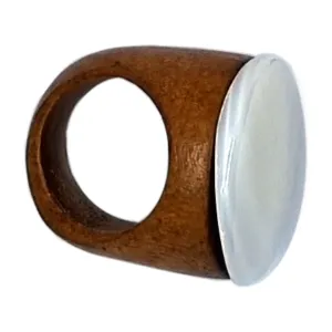 Hand Made Wood and Mother of Pearl Ring