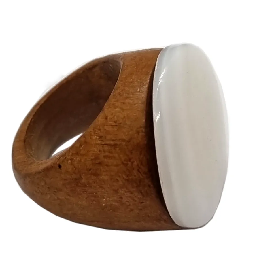 Hand Made Wood and Mother of Pearl Ring