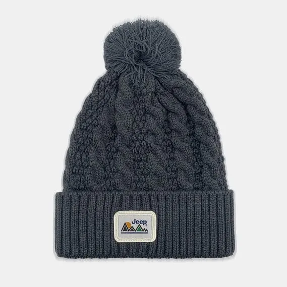 Jeep Pom Pom Beanie Charcoal