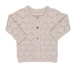 Kipp Oatmeal Pointelle Cardigan & Bonnet