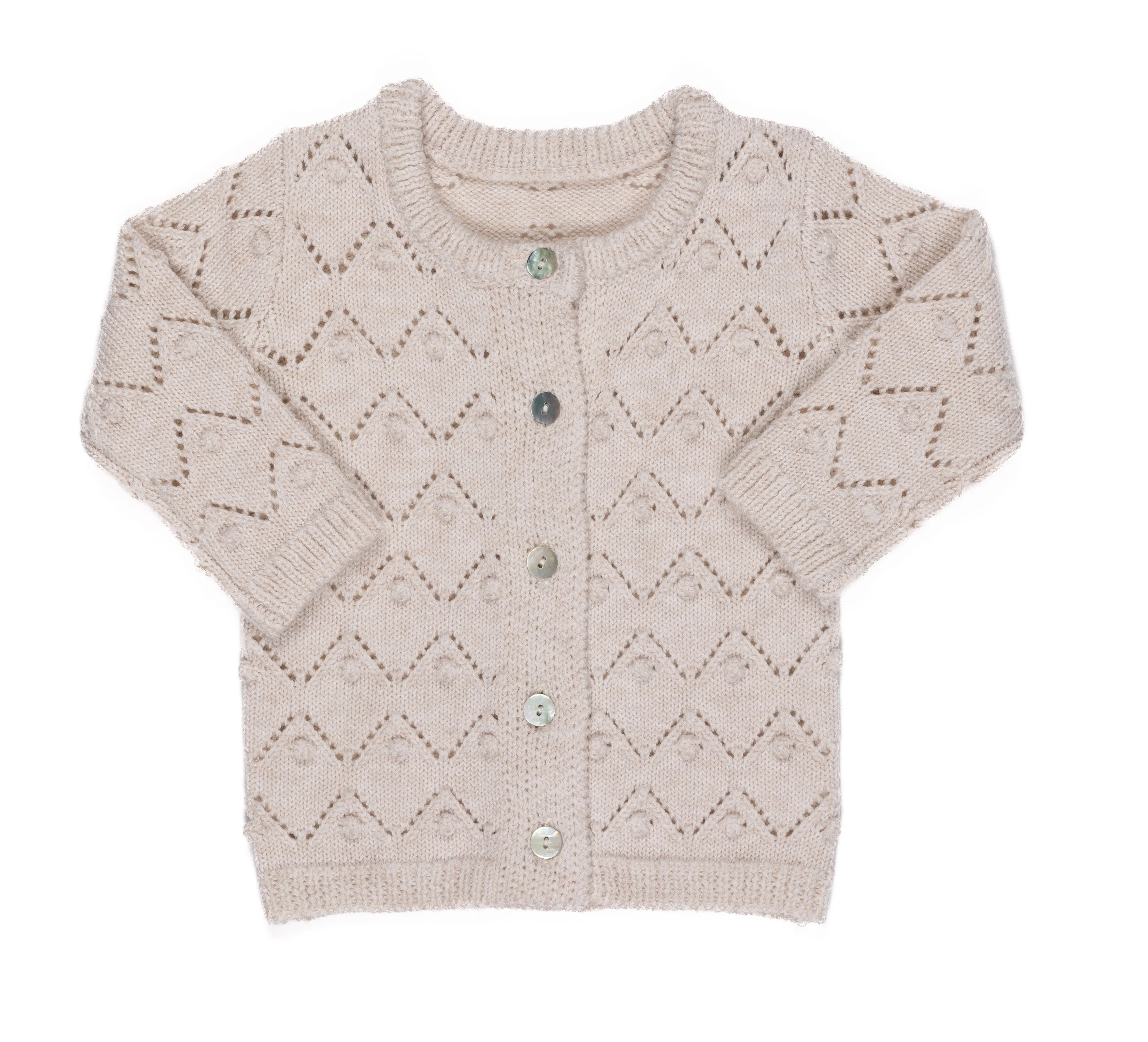 Kipp Oatmeal Pointelle Cardigan & Bonnet