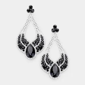 Large Chunky Cut Out Black and Crystal Teardrop Earrings | Tammy Lee's | 454005