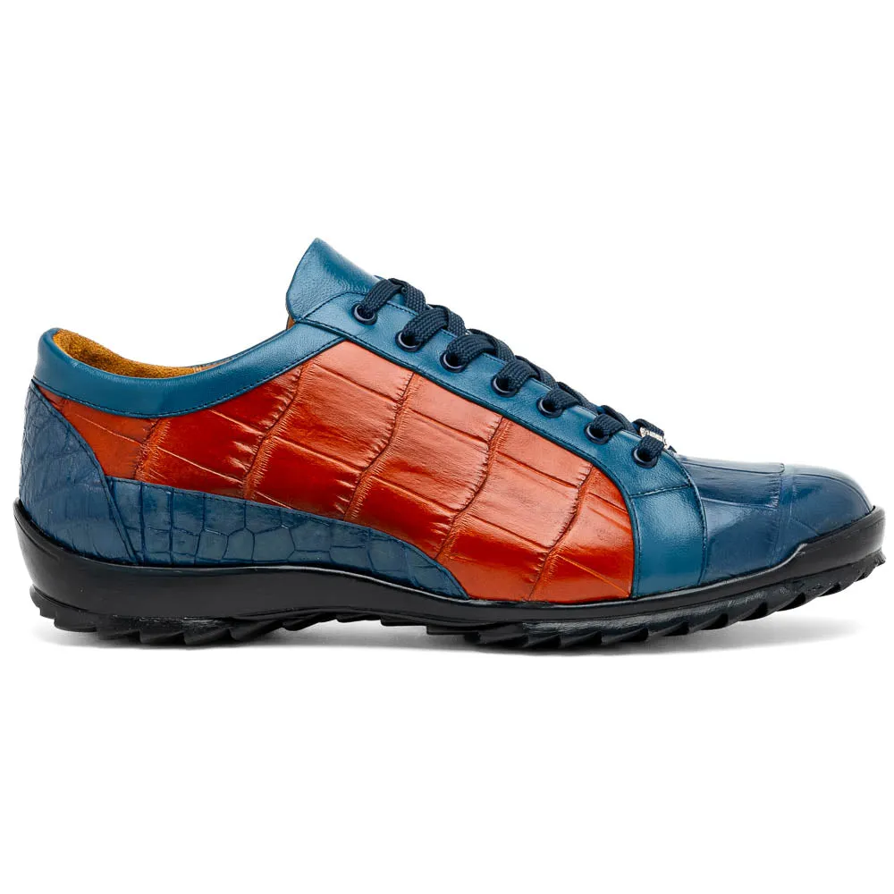 Marco Di Milano Cairo Blue Jean / Honey Alligator Sneakers