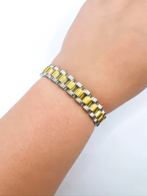 Mixed Metals Chunky Watchband Bracelet